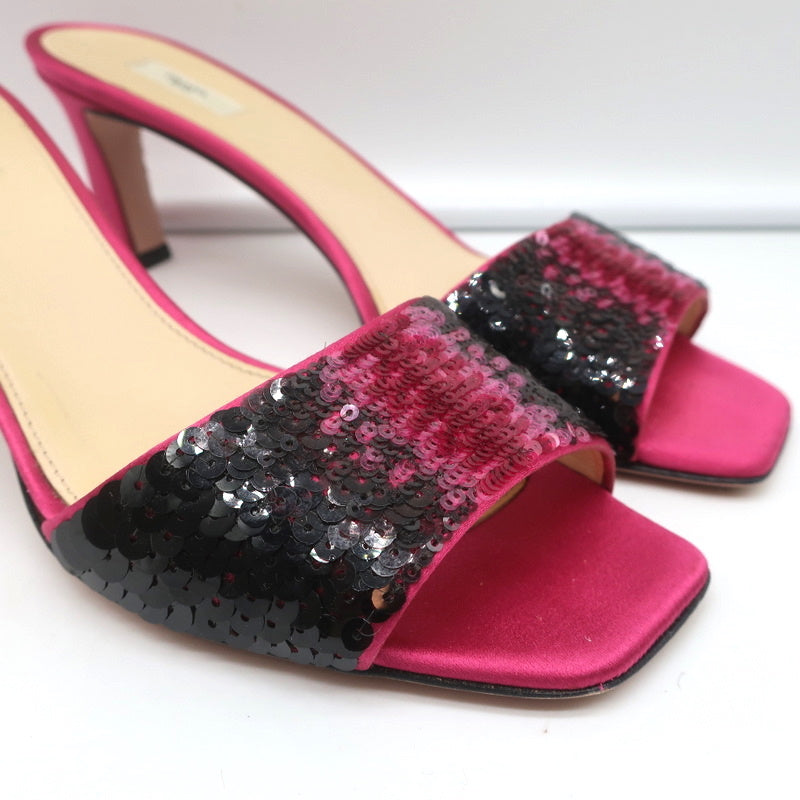 Prada Ombre Sequin Mules Fuchsia Satin Size 38 Open Toe Slide Sandals product image 2, provided for visual reference and