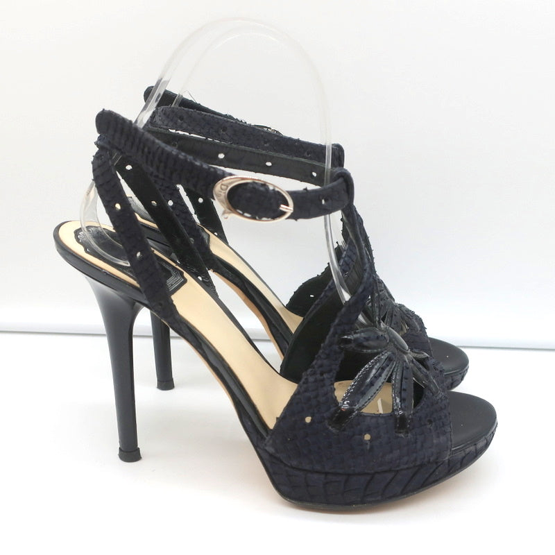 Christian Dior Platform Cut-Out Sandals Black Snakeskin & Patent Size 37.5 product image 2, provided for visual reference