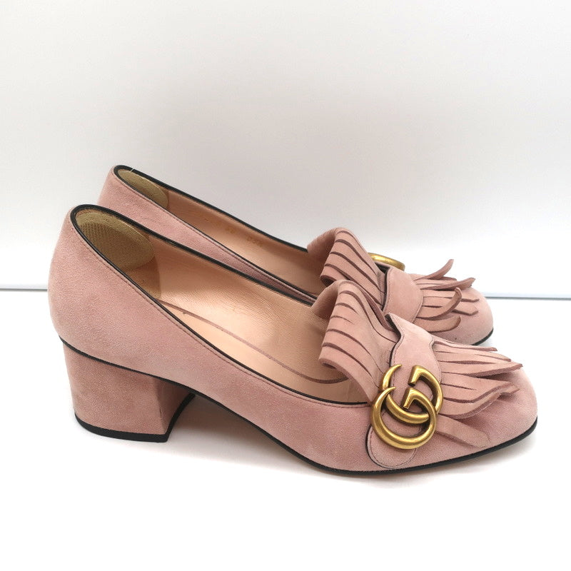 Gucci Marmont Mid-Heel Pumps Light Pink Fringed Suede Size 38 product image 2, provided for visual reference and product