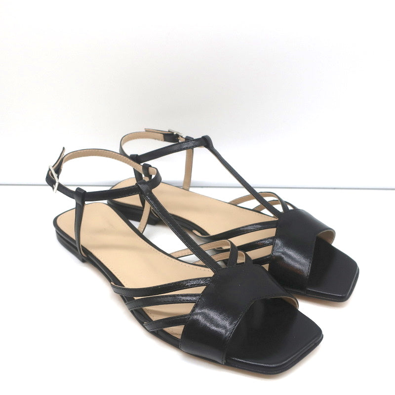 Theory V Strap Sandals Black Leather Size 38.5 Slingback Flats NEW product image 2, provided for visual reference and