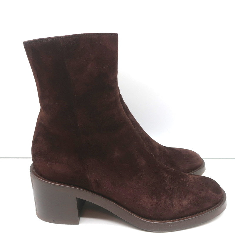 Gianvito Rossi Block Heel Ankle Boots Dark Brown Suede Size 38 product image 2, provided for visual reference and product
