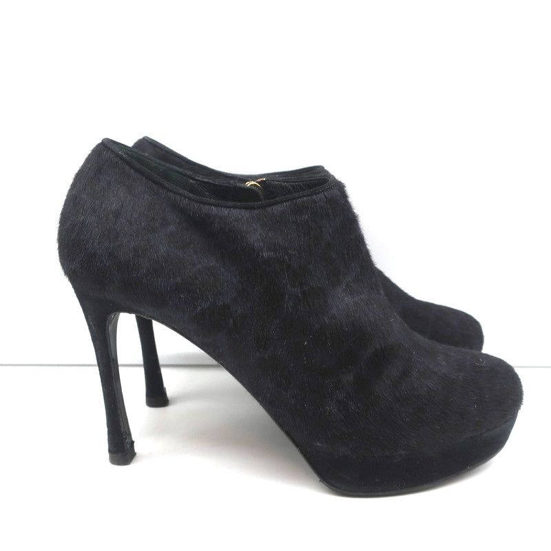 Yves Saint Laurent Platform Booties Navy/Black Leopard Print Pony Hair Size 38 product image 2, provided for visual