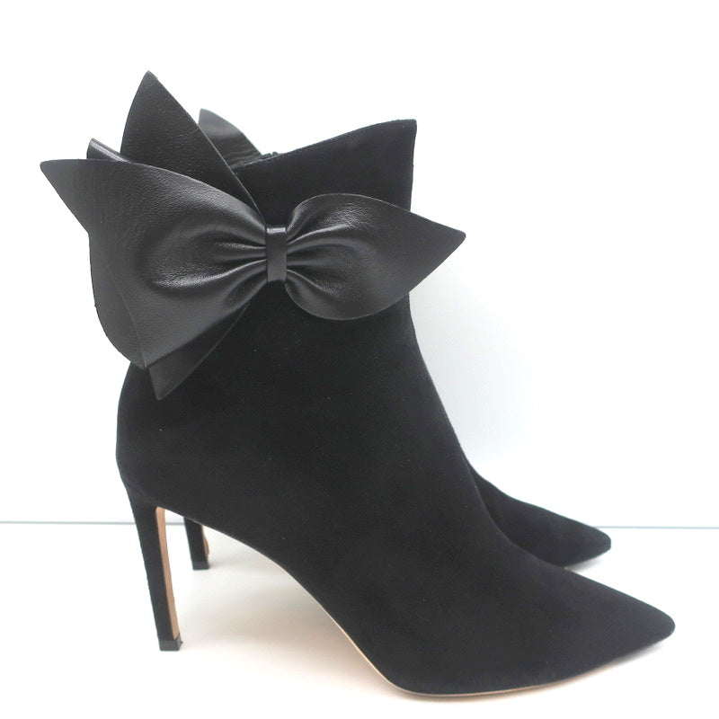 Jimmy Choo Kassidy Bow Ankle Boots Black Suede Size 39 Pointed Toe High Heel product image 2, provided for visual reference