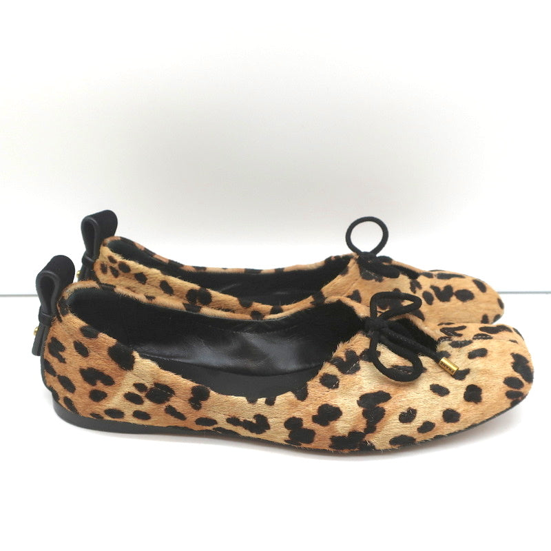 Frame Square Toe Ballet Flats Le Sunset Leopard Print Calf Hair Size 37.5 product image 2, provided for visual reference and