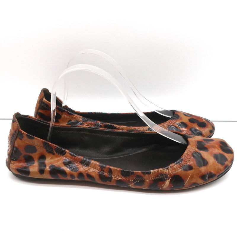 Tory Burch Eddie Ballet Flats Leopard Print Patent Leather Size 10.5 product image 2, provided for visual reference and