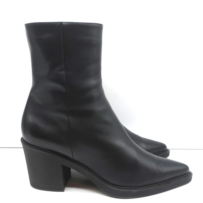 Gianvito Rossi Dylan Ankle Boots Black Leather Size 41.5 Pointed Toe High Heel product image 2, provided for visual