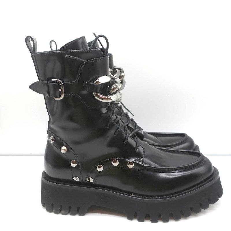 Casadei Chain Link Combat Boots Black Studded Leather Size 36.5 product image 2, provided for visual reference and product