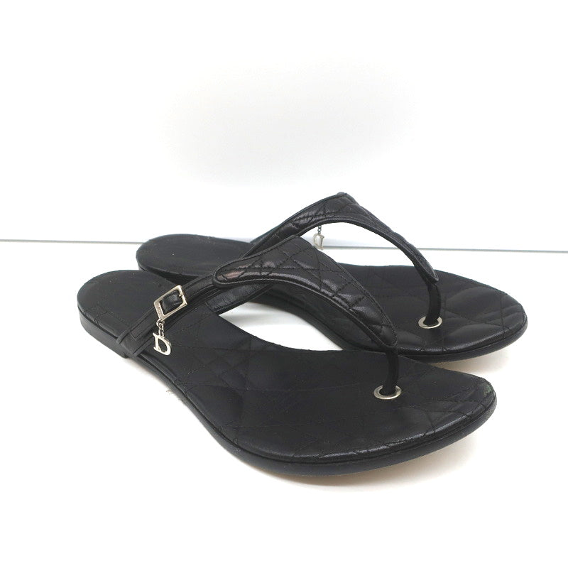 Christian Dior Cannage Thong Sandals Black Leather Size 35.5 Flat Slides product image 2, provided for visual reference and