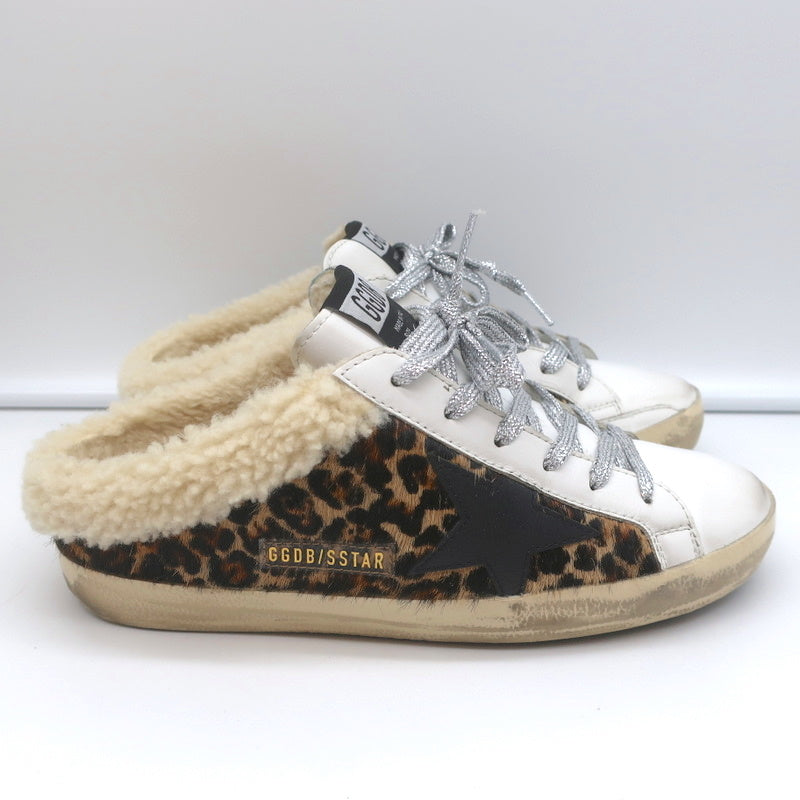 Golden Goose Superstar Sabot Shearling Sneakers Leopard Print Calf Hair Size 37 product image 2, provided for visual