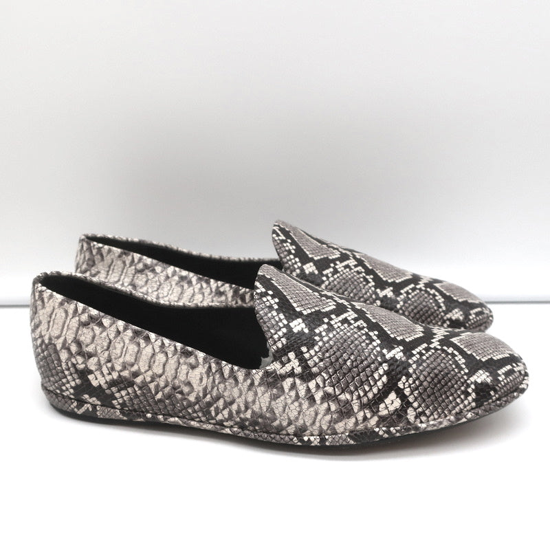 Vince Loafers Paz Gray/Cream Snake-Print Leather Size 7 Slip-On Flats product image 2, provided for visual reference and