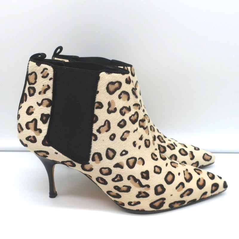 Manolo Blahnik Chelsea Booties Dildi Cream Leopard Print Calf Hair Size 38 NEW product image 2, provided for visual