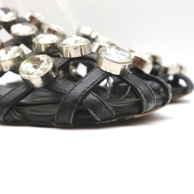 Alexander Wang Amelia Crystal-Studded Mules Black Leather Size 39 Caged Sandals product image 2, provided for visual