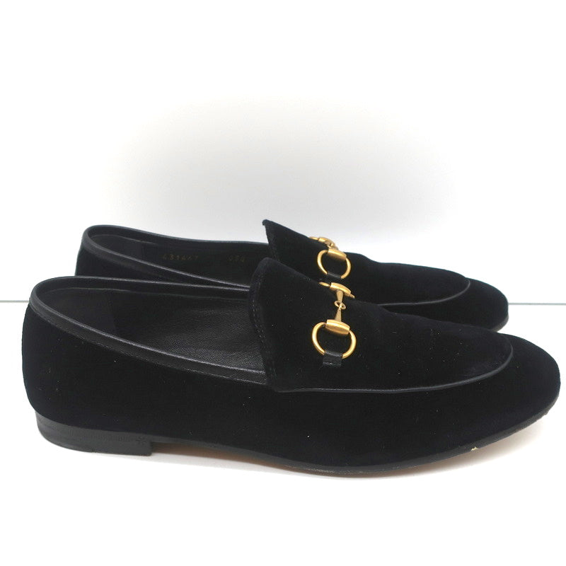 Gucci Jordaan Horsebit Loafers Black Velvet Size 37.5 product image 2, provided for visual reference and product detail
