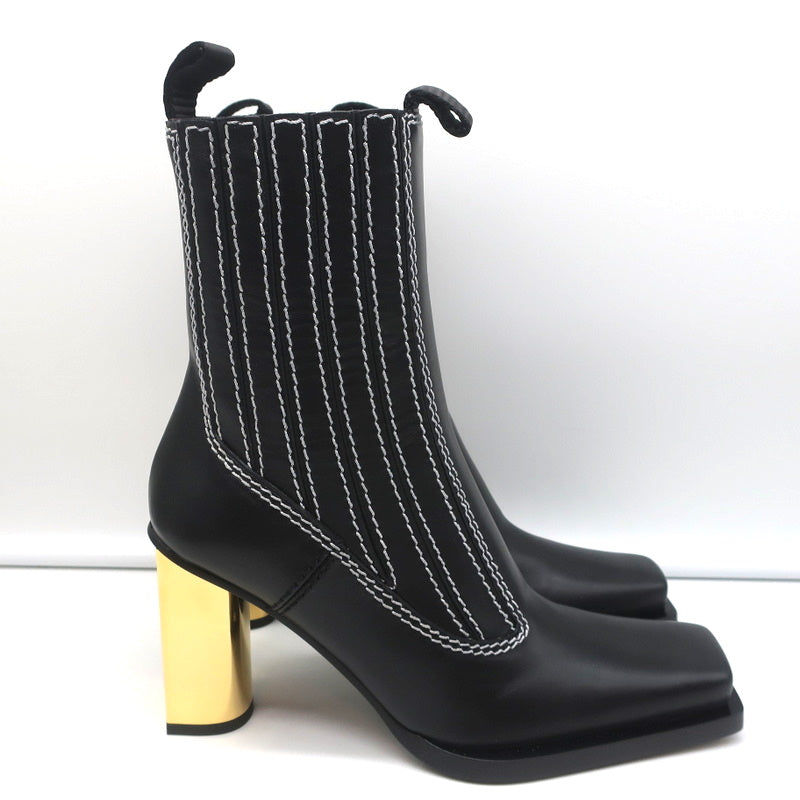 Proenza Schouler Gold Heel Chelsea Boots Black Leather Size 36.5 NEW product image 2, provided for visual reference and