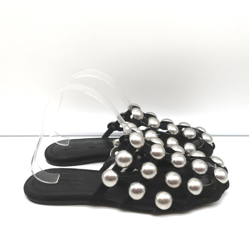Alexander Wang Amelia Mules Black Studded Suede Size 37 Caged Sandals product image 2, provided for visual reference and