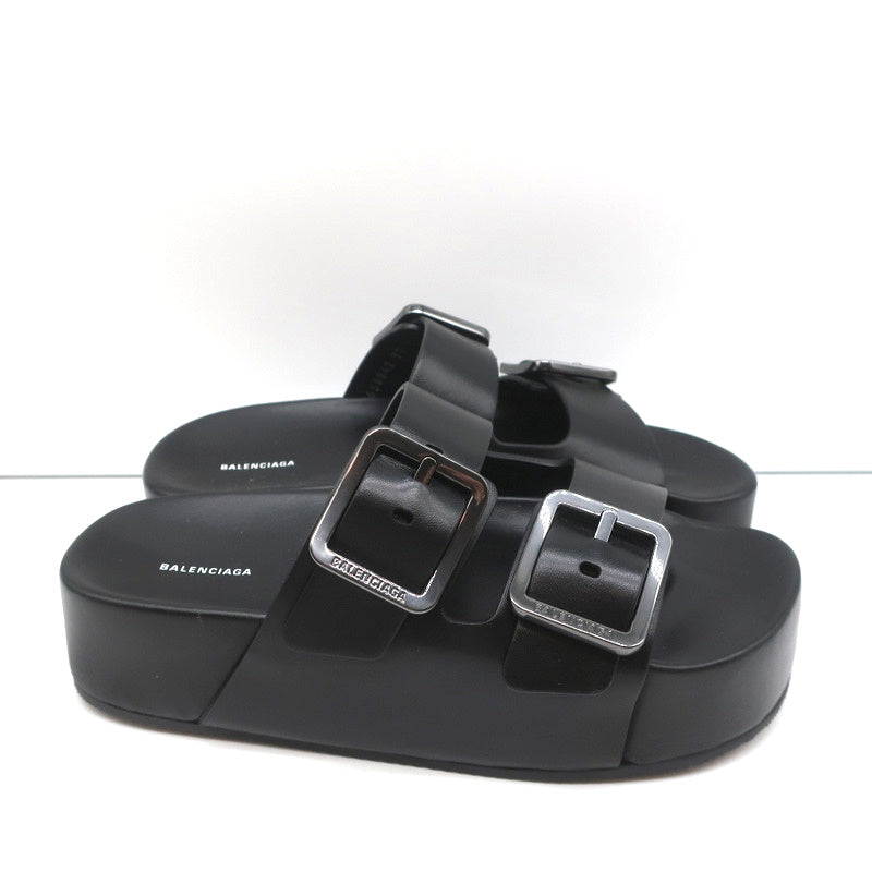 Balenciaga Mallorca Platform Slide Sandals Black Leather Size 37 NEW product image 2, provided for visual reference and