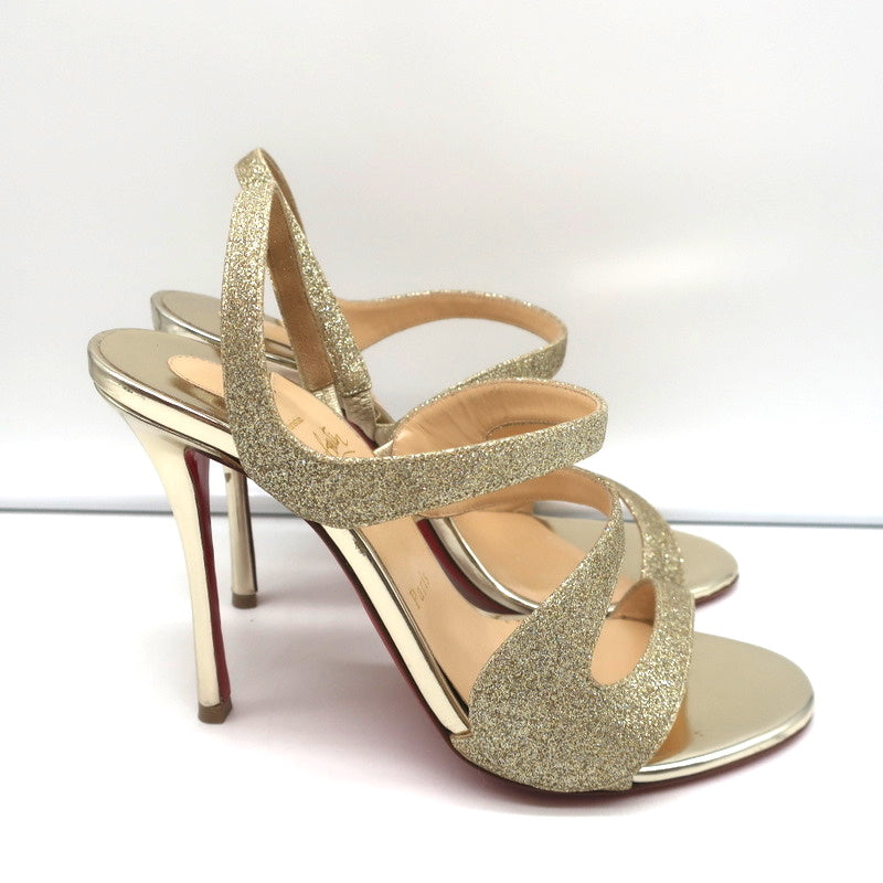 Christian Louboutin Vavazou Asymmetric Sandals Gold Glitter & Leather Size 38 product image 2, provided for visual reference