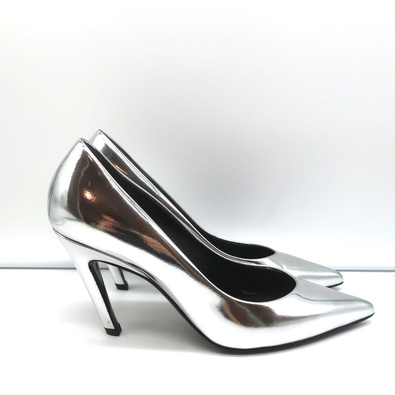 Balenciaga Broken Mirror Heels Silver Metallic Leather Size 37.5 Point-Toe Pumps product image 3, provided for visual