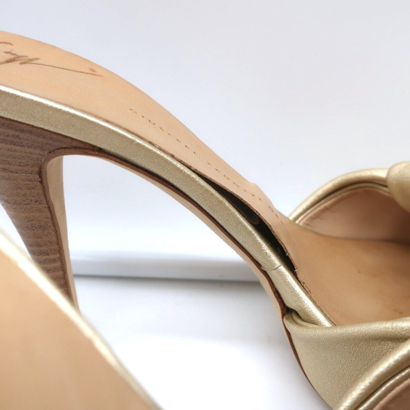 Giuseppe Zanotti Knotted Platform Mule Sandals Gold Metallic Leather Size 38.5 product image 3, provided for visual