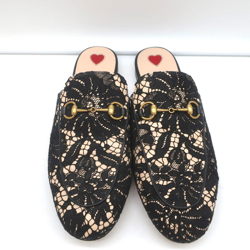 Gucci Princetown Horsebit Loafer Mules Black Lace Size 39 product image 3, provided for visual reference and product detail