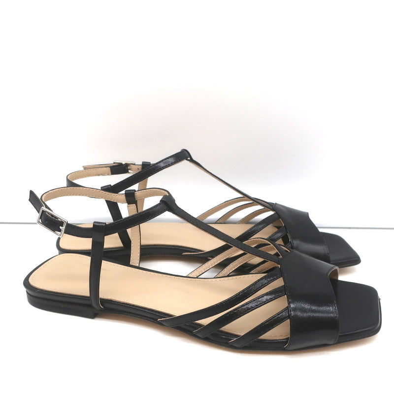 Theory V Strap Sandals Black Leather Size 38.5 Slingback Flats NEW product image 3, provided for visual reference and