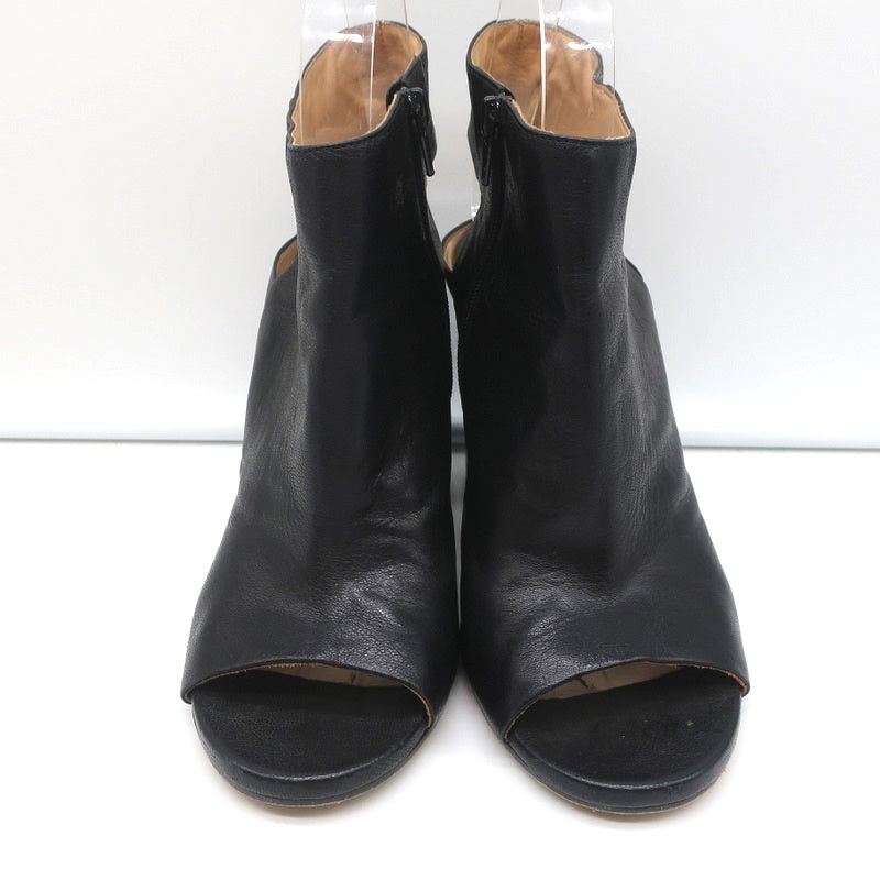Maison Margiela Open Toe Booties Black Leather Size 37.5 Round Heel Slingback product image 3, provided for visual reference