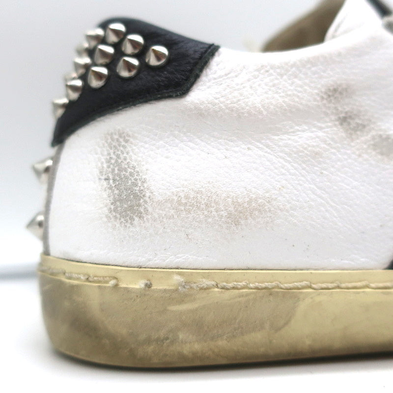 Leather Crown Iconic Stud Low Top Sneakers White & Black Leather Size 38 product image 3, provided for visual reference and