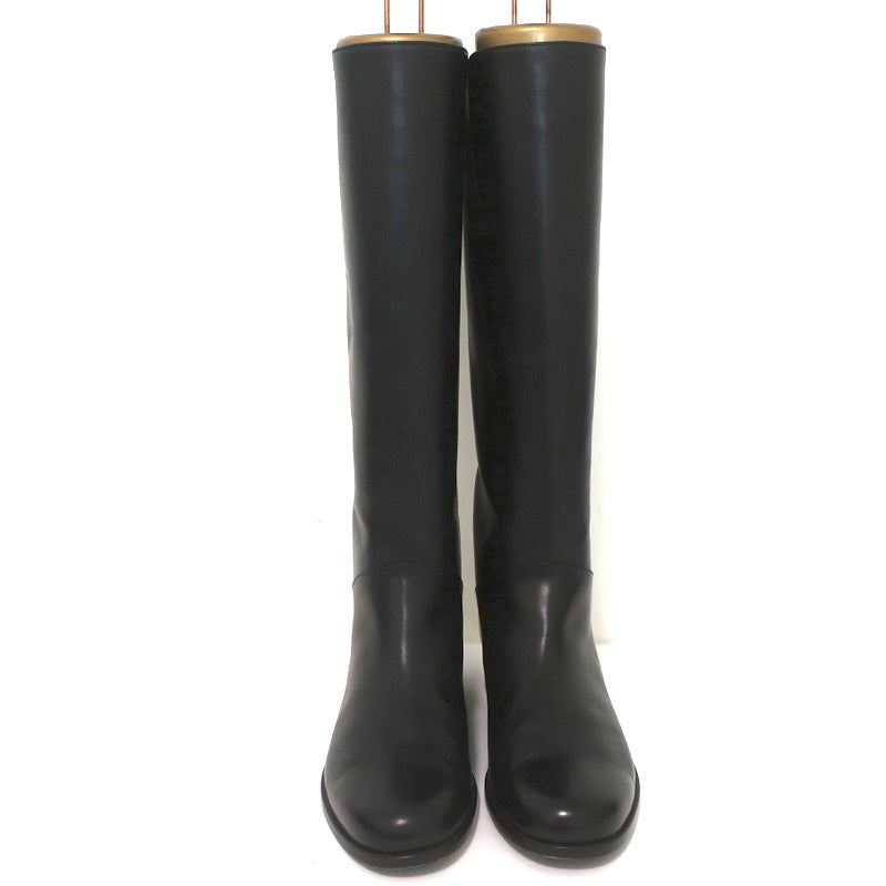 Fendi Riding Boots Black Croc-Trim Leather Size 36 Flat Knee High Boots product image 3, provided for visual reference and