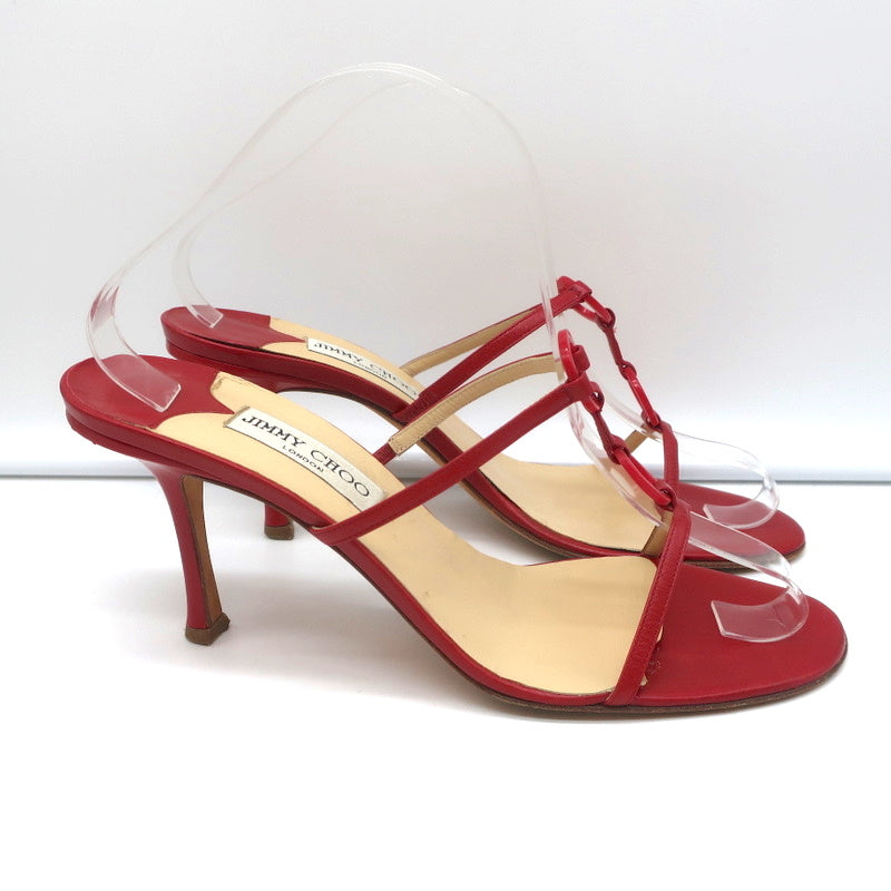 Jimmy Choo Ring Slide Sandals Red Leather Size 41 Open Toe Heels product image 3, provided for visual reference and product
