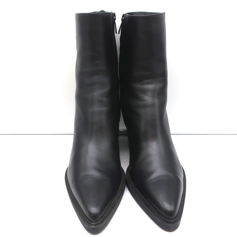 Gianvito Rossi Dylan Ankle Boots Black Leather Size 41.5 Pointed Toe High Heel product image 3, provided for visual