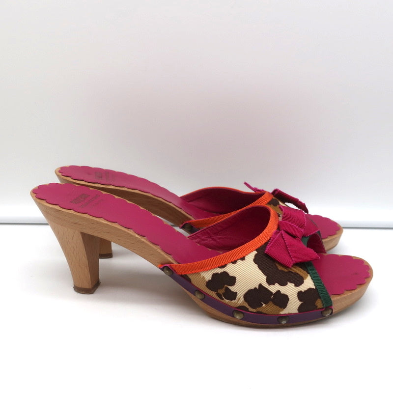 Moschino Cheap and Chic Bow Clog Sandals Leopard Print Size 40 High Heel Slides product image 3, provided for visual