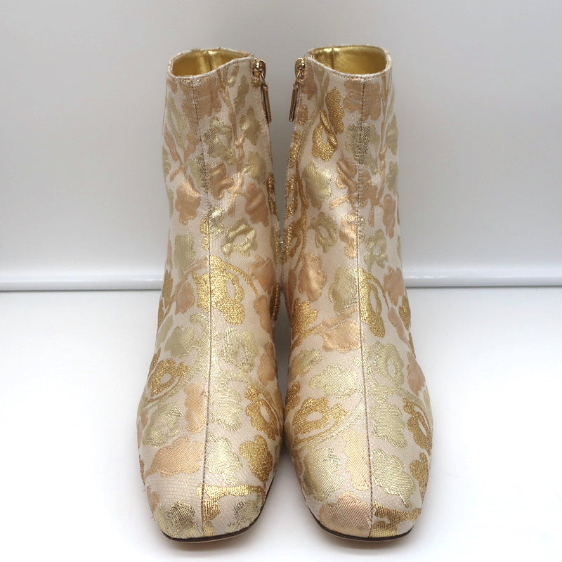 Dolce & Gabbana Ankle Boots Gold Metallic Brocade Size 39 Low Heel Booties NEW product image 3, provided for visual