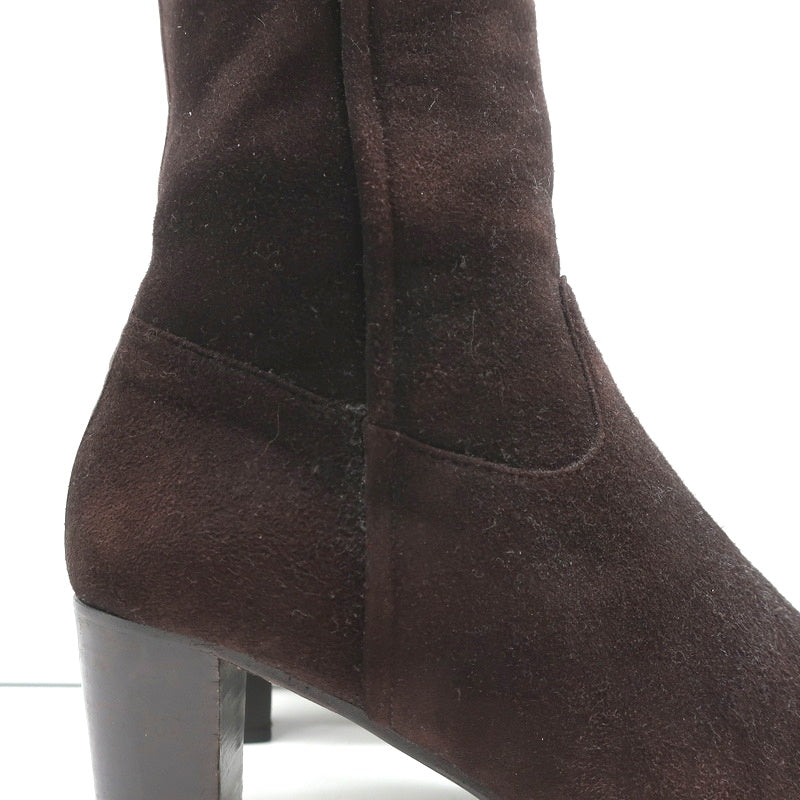 Loro Piana Mid-Heel Ankle Boots Dark Brown Leather-Trim Suede Size 37.5 product image 3, provided for visual reference and