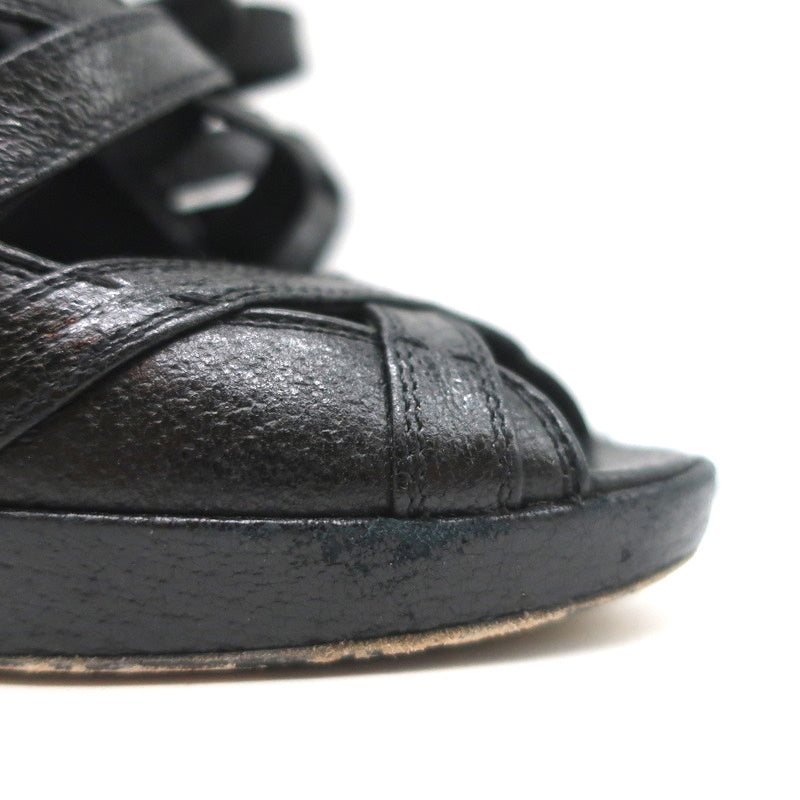 Louis Vuitton Ball Whip Crisscross Pumps Black Leather Size 35.5 Open Toe Heels product image 3, provided for visual