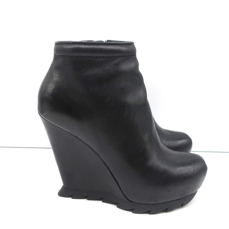 Camilla Skovgaard Saw-Sole Wedge Booties Black Leather Size 36 Ankle Boots product image 3, provided for visual reference