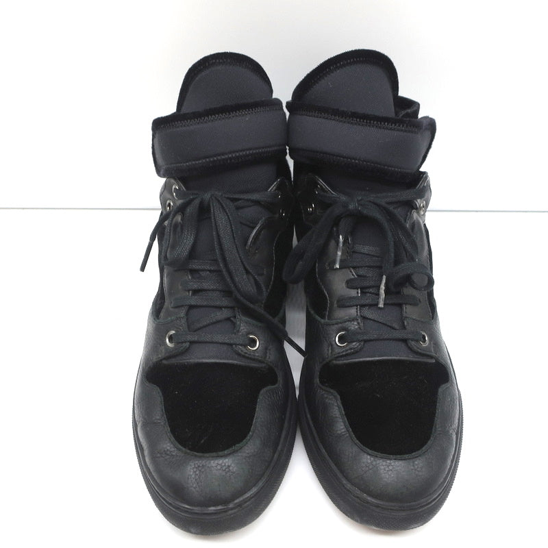 Balenciaga High Top Sneakers Black Leather & Velvet Size 40 product image 3, provided for visual reference and product