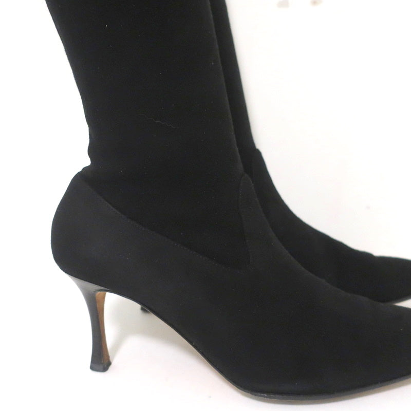 Manolo Blahnik Pascalare Knee High Boots Black Stretch Suede Size 38.5 product image 3, provided for visual reference and