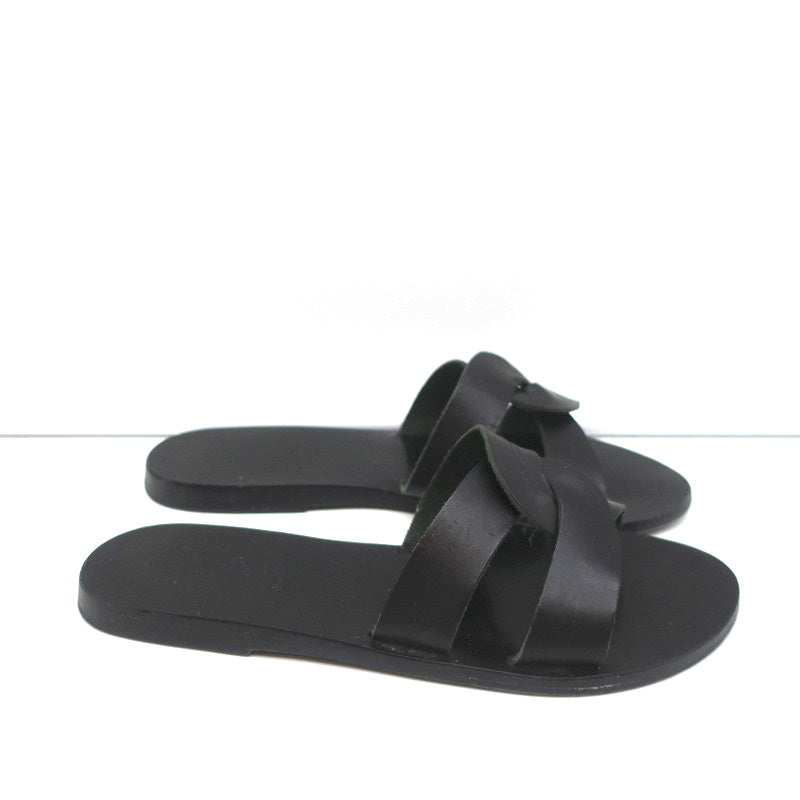 Ancient Greek Sandals Desmos Slides Black Leather Size 38 product image 3, provided for visual reference and product detail