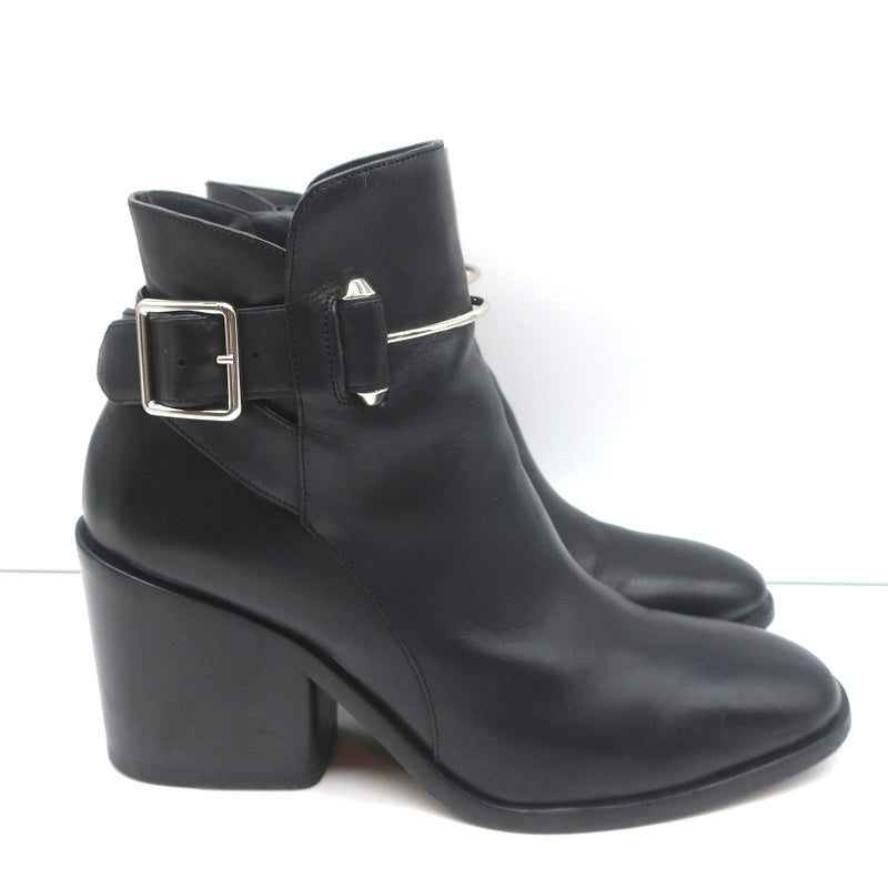 Balenciaga Metal Bar Ankle Boots Black Leather Size 38.5 Chunky Heel Booties product image 3, provided for visual reference