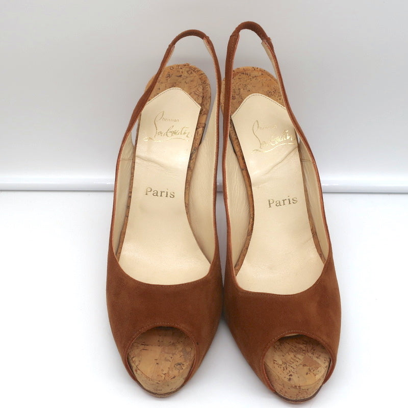 Christian Louboutin No Prive Cork Slingback Sandals Brown Suede Size 41.5 product image 3, provided for visual reference and