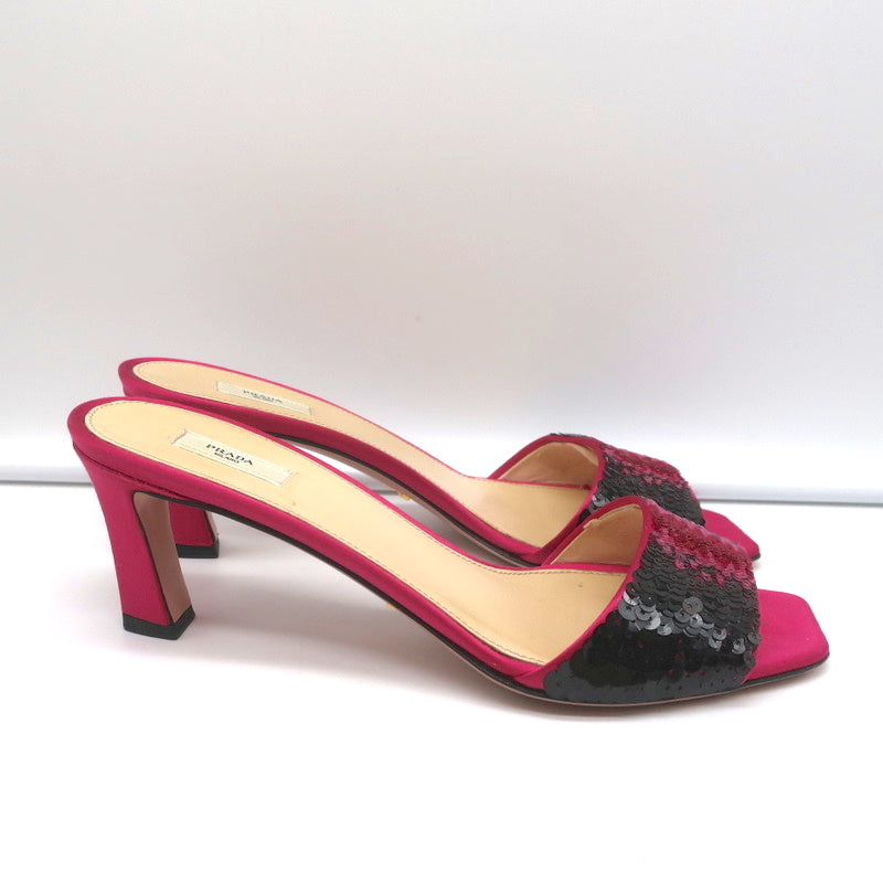 Prada Ombre Sequin Mules Fuchsia Satin Size 38 Open Toe Slide Sandals product image 3, provided for visual reference and