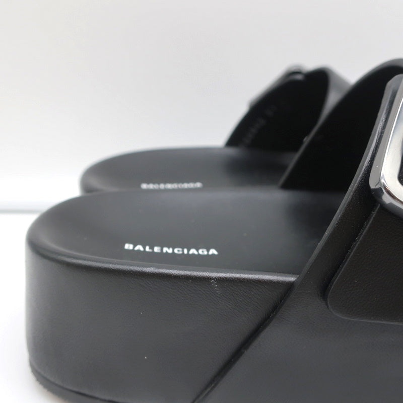 Balenciaga Mallorca Platform Slide Sandals Black Leather Size 37 NEW product image 3, provided for visual reference and