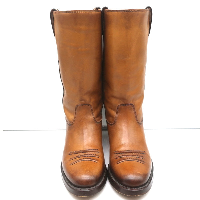 Gucci Riding Boots Brown Burnished Leather Size 37 Mid Calf Flat product image 3, provided for visual reference and product