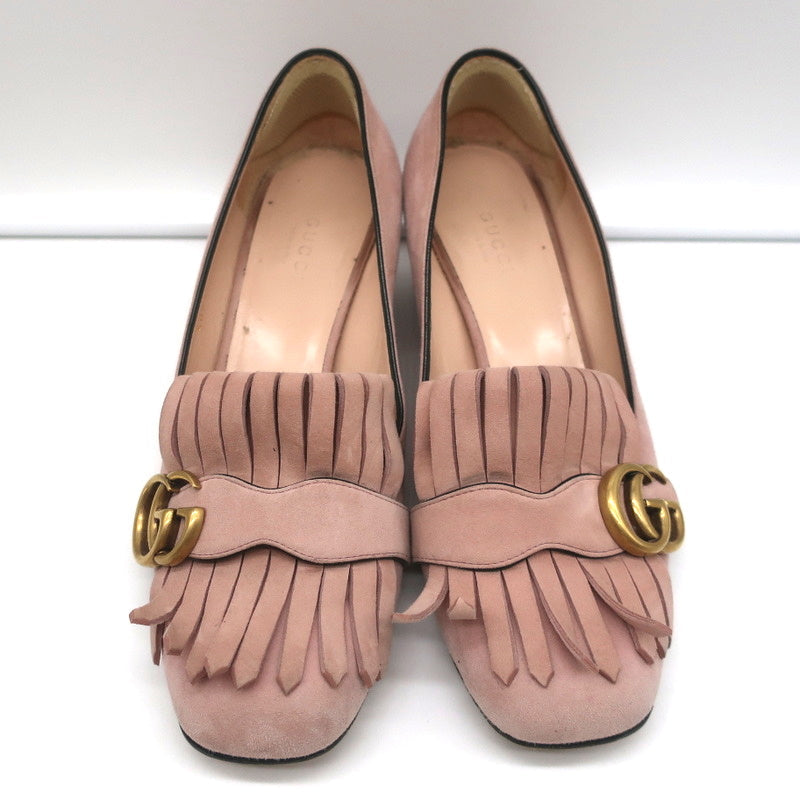 Gucci Marmont Mid-Heel Pumps Light Pink Fringed Suede Size 38 product image 3, provided for visual reference and product