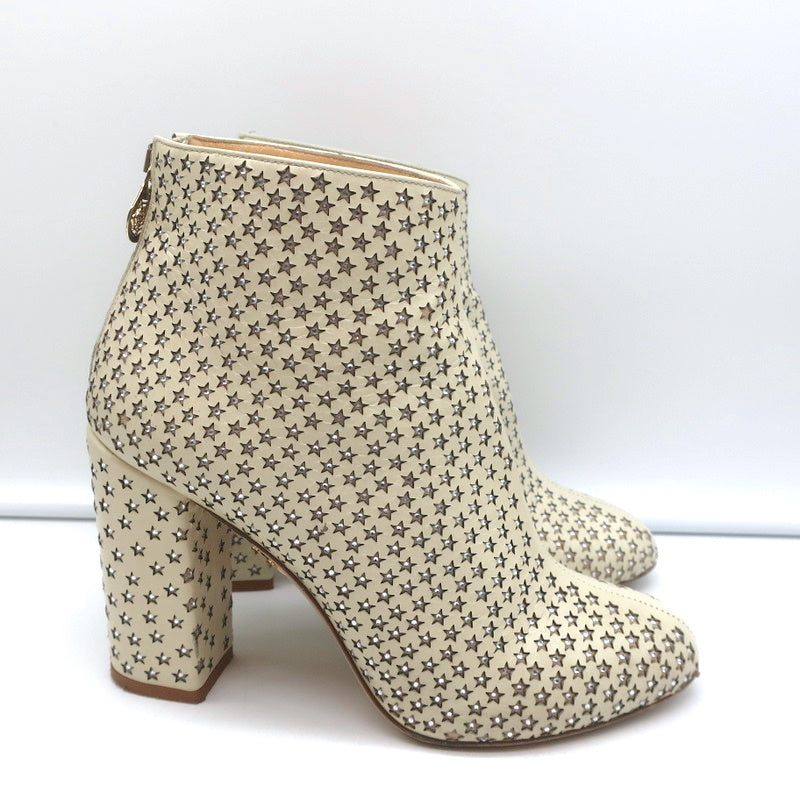 Charlotte Olympia Alba Star Ankle Boot Cream Crystal-Embellished Leather Size 38 product image 3, provided for visual