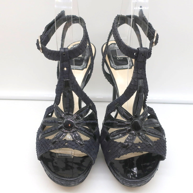 Christian Dior Platform Cut-Out Sandals Black Snakeskin & Patent Size 37.5 product image 3, provided for visual reference