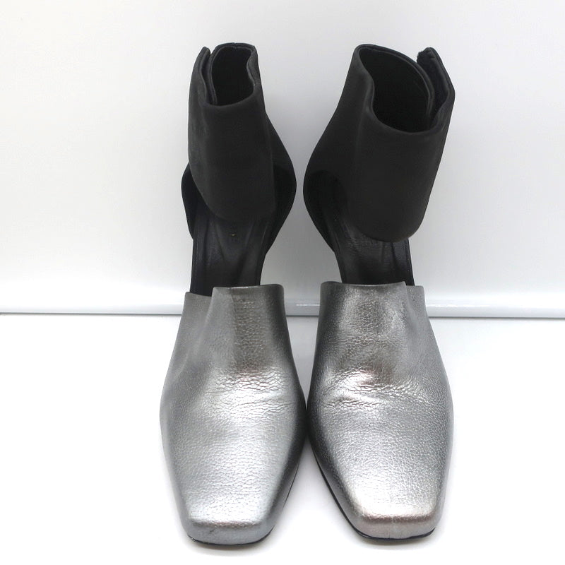 Vic Matie Metal Heel Pumps Black Nubuck & Silver Metallic Leather Size 37.5 product image 4, provided for visual reference