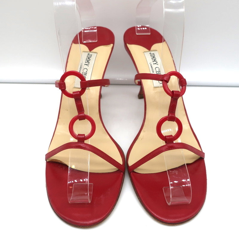 Jimmy Choo Ring Slide Sandals Red Leather Size 41 Open Toe Heels product image 4, provided for visual reference and product