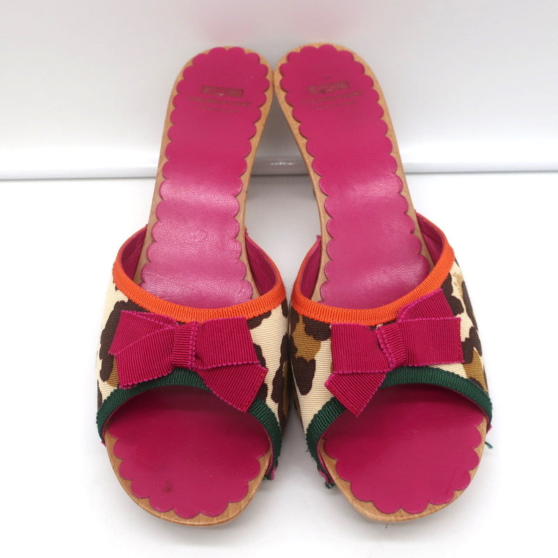 Moschino Cheap and Chic Bow Clog Sandals Leopard Print Size 40 High Heel Slides product image 4, provided for visual