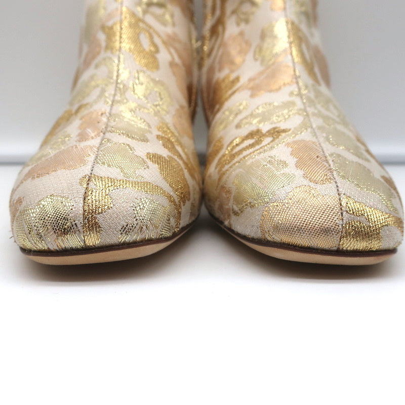 Dolce & Gabbana Ankle Boots Gold Metallic Brocade Size 39 Low Heel Booties NEW product image 4, provided for visual